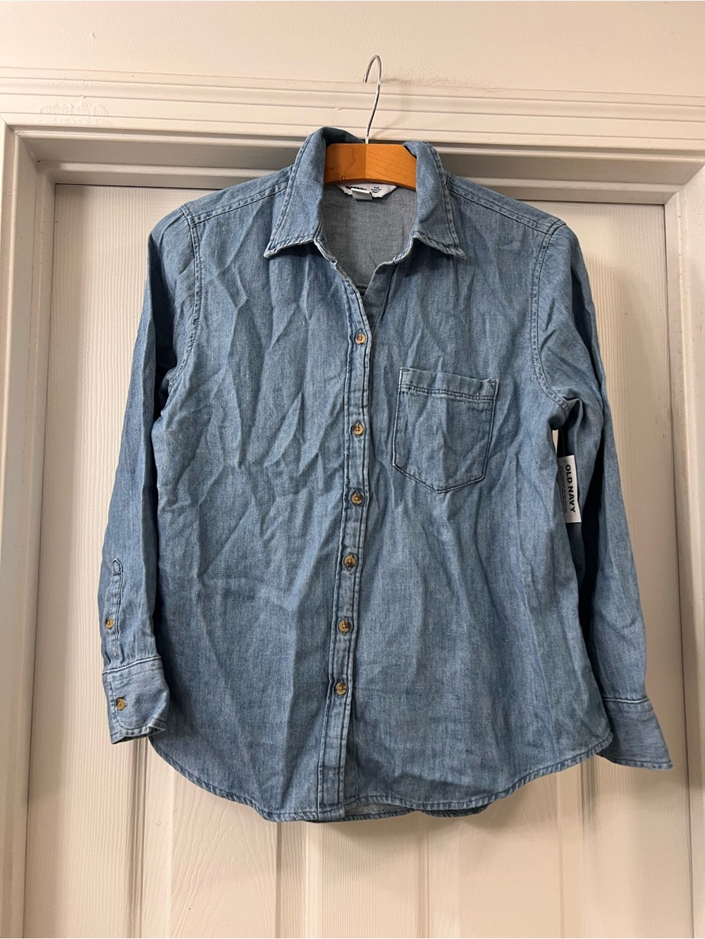 Old Navy Light Blue Denim Button-Front Casual Shirt - Classic Everyday